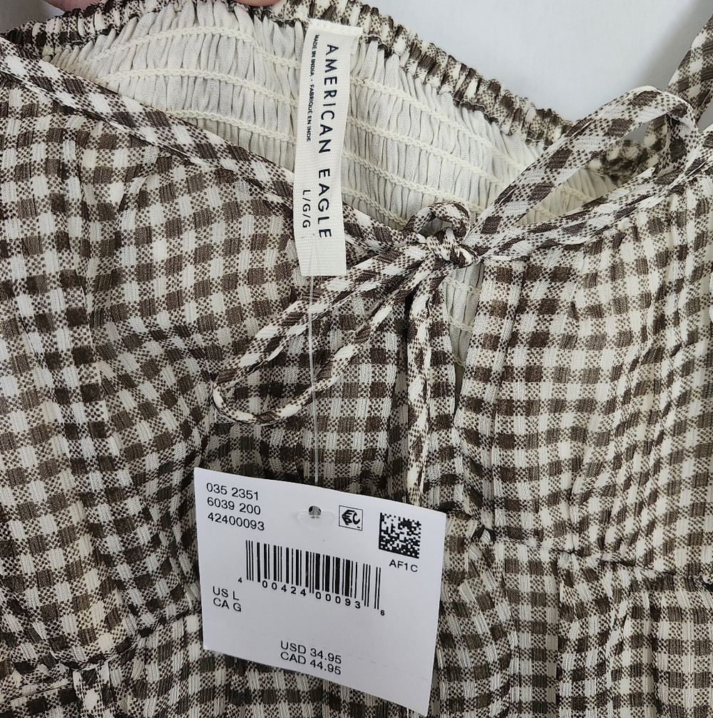 American Eagle Gingham Babyboll Tank Size L - Picture 5 of 6